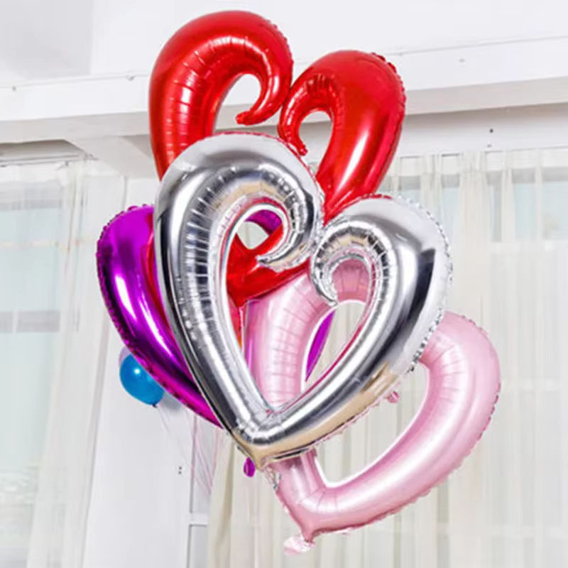 EACH PARTY Herz Folienballons für Valentinstag und Hochzeit, Silber und Mehrfarbig, Durchmesser: 101,6 cm - Bild 4