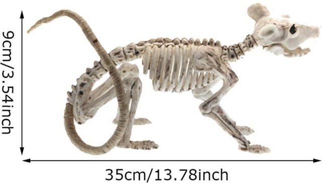 Houspace Halloween Horror Deko Tierskelette aus Kunststoff in Weiß für deine Party Dekoration als Ratte Spinne Fledermaus und Vogelspinne - Bild 1
