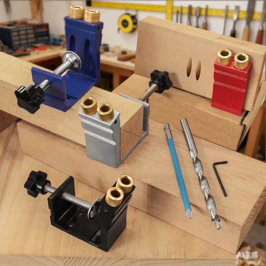 GDART Multitools Pocket Two Hole Jig Kit Holzbearbeitungs-Set mit Bohrer und Aluminium Punch Locator für DIY-Holzarbeiten - Bild 2