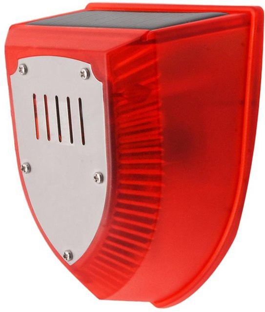Solar Tierabwehr Plain Abode Sicherheitsalarmsystem mit Bewegungssensor, Schussgeräuschen, Hundegebell und Stroboskoplicht in Weiß - Bild 1