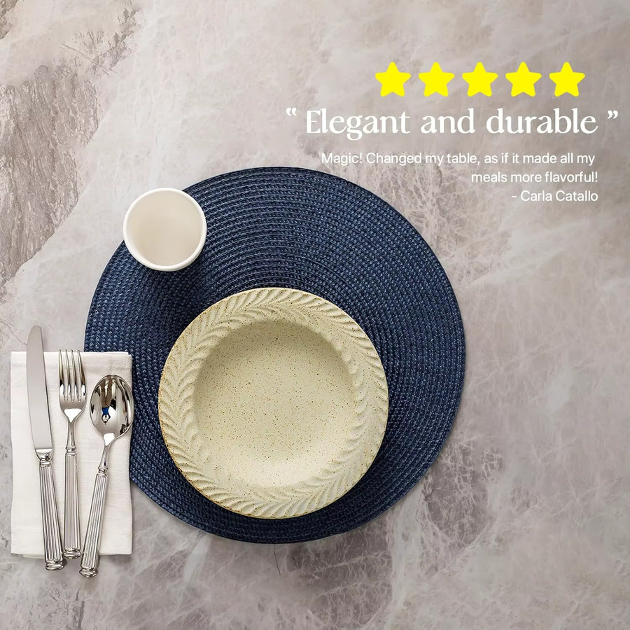 4er-Set Runde Tischsets Tabletex Blau aus Kunststoff gewebt, abwischbar und rutschfest - Bild 4