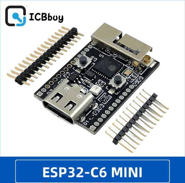 QSZNTEC ESP32-C6 Entwicklungsplatine mit RISC-V Prozessor, Low-Power Wi-Fi und Bluetooth Dual-Mode-Chip in Schwarz - Bild 1