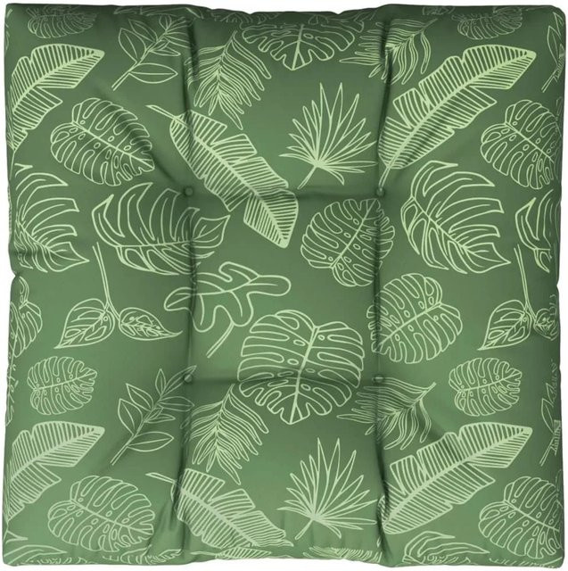 vidaXL Palettenkissen mit Blattmuster aus Polyester, wasserabweisend und UV-beständig, B/T/H: 80 x 80 x 12 cm - Bild 1