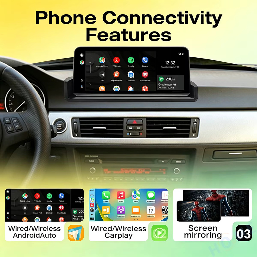 HIOUME Android Auto Multimedia-Player für BMW 3er Serie E90 E91 E92 E93 M3 (2005-2012) mit 10,25 Zoll Touchscreen, CarPlay, GPS-Navigation und Bluetooth in Schwarz - Bild 4