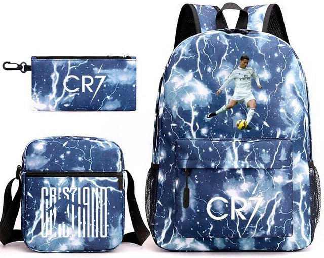 3-teiliges Schulrucksack-Set in Blau aus Oxford-Stoff mit Schultasche, Schultergurt und Federmäppchen - Bild 1