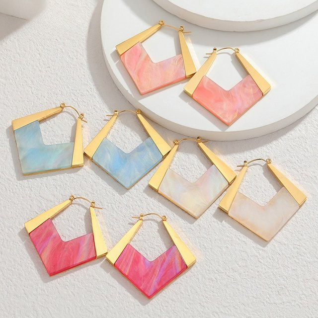 Loe Ohrringe Rhombus, Edelstahl, goldfarben, Damen - Bild 1