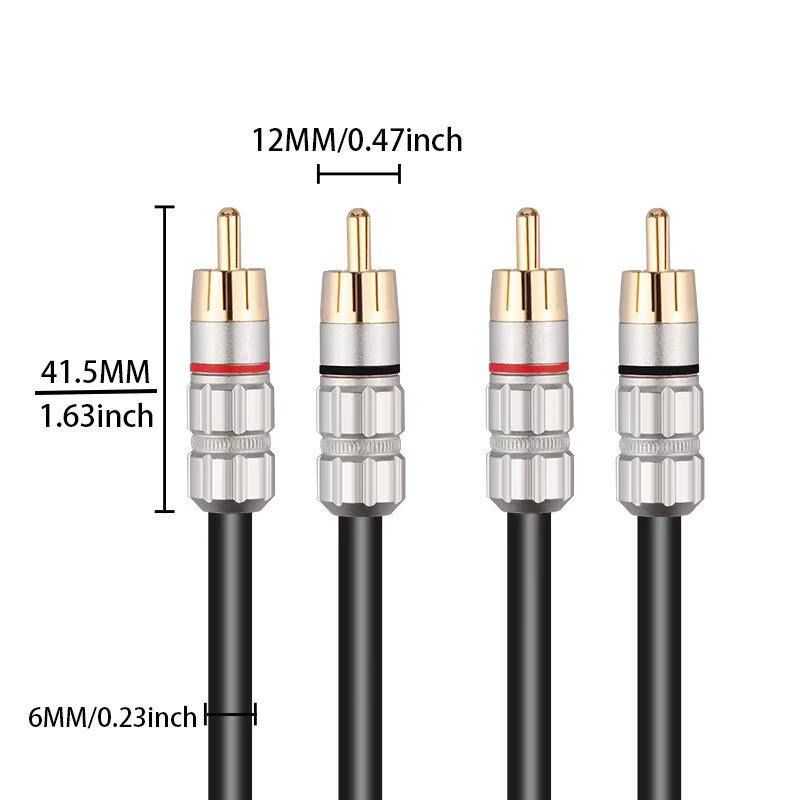 Yytcg Stereo-Audio Kabel RCA auf RCA mit vergoldeten Steckern für Heimkino und Verstärker, Farbe: Gold - Bild 3