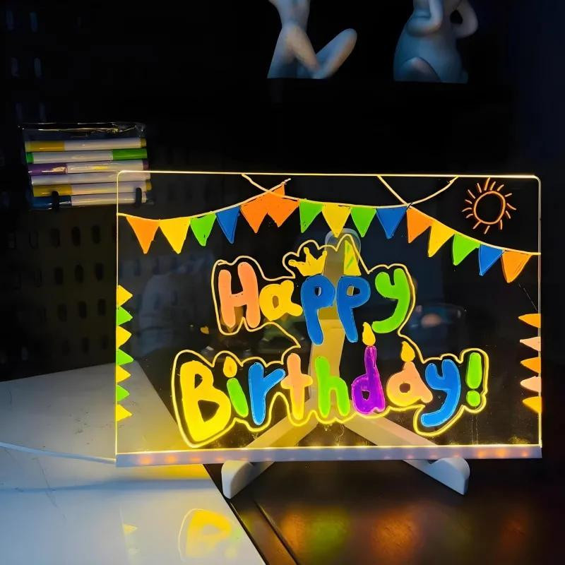 YJMP LED Notiztafel mit Nachtlicht Acryl Bunt 7-teiliges Set - Bild 5