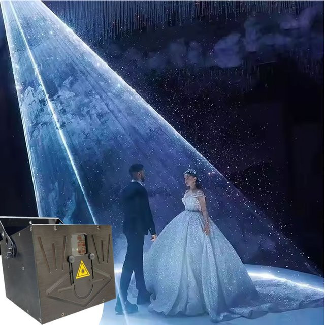 Butoy Professioneller 10W RGB Laserstrahler mit DMX512 Steuerung und 3D Scanner für DJ, Disco und Bühne in Schwarz - Bild 1