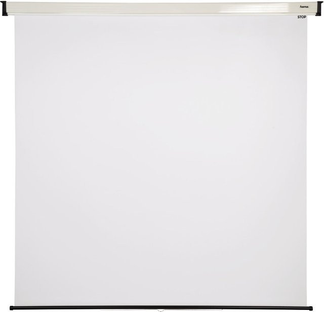 Hama Leinwand für Decken- und Wandmontage, Weiß und Schwarz, B: 180 cm x H: 180 cm, Format 1:1 - Bild 1