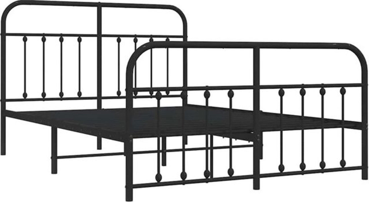 Modernes Metallbett mit Kopf- und Fußteil von vidaxl in Schwarz, B/T/H: 135 x 190 cm - Bild 1