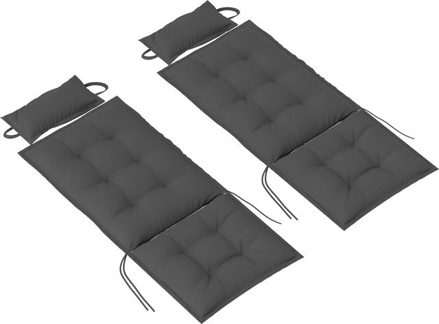 Outsunny 2er Set Liegenauflage für Sonnenliegen aus Polyester, wasserabweisend und gesteppt, Grau, B/H/L: 50 x 5 x 116 cm - Bild 1
