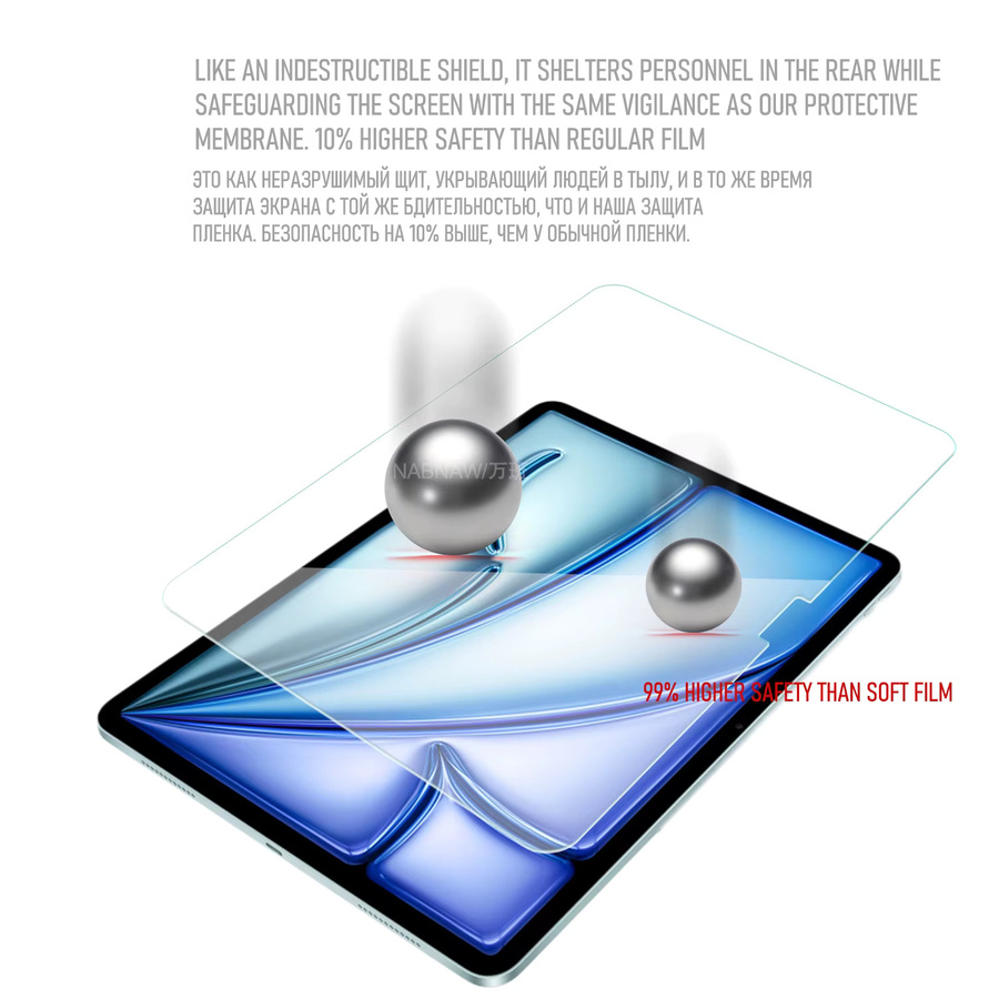 2er-Pack Panzerglasfolie für Apple iPad Air 11, transparenter Displayschutz mit 9H Härtegrad und Kratzfestigkeit - Bild 3