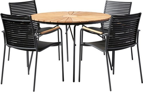 Cinas Gartenmöbelset aus Teakholz und Aluminium für 4 Sitzplätze in Grau/Anthrazit - Bild 1