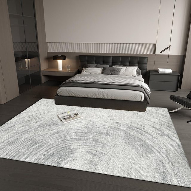 Moderner Teppich in Grau mit abstraktem Design für Wohnzimmer und Schlafzimmer, B/T: 180 x 230 cm - Bild 1