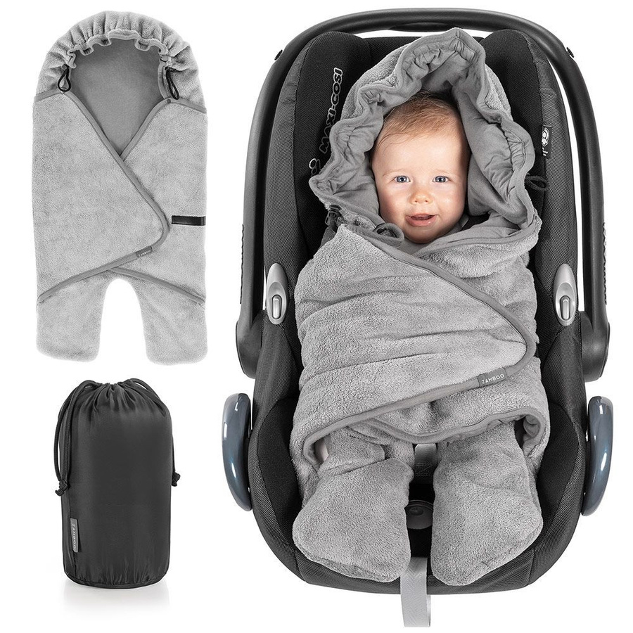 Zamboo Einschlagdecke für Babyschalen, leicht gefüttert für Sommer und Herbst, Grau - Bild 1