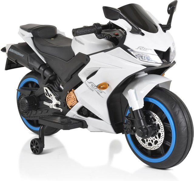Moni Elektromotorrad Motocross, weiß, mit MP3-Funktion, Bluetooth, Stützräder, Lichter - Bild 1