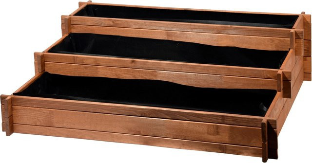 Dobar Peru 3-Etagen-Hochbeet aus Kiefernholz in Braun inkl. Pflanzfolie, B/T/H: 100 x 36 x 88 cm - Bild 1