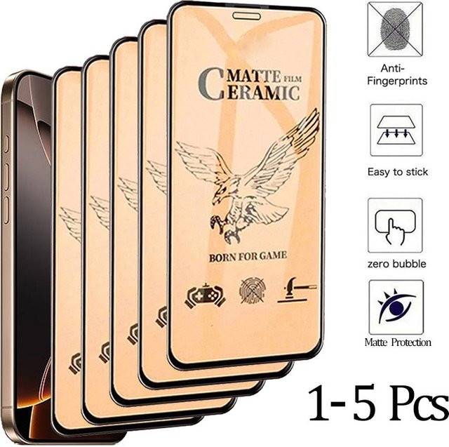 ALLORUS Matte Keramik-Displayschutzfolie aus weichem Glas für iPhone 17, 16, 15, 14, 13, 12, 11 Pro und Pro Max, Transparent - Bild 1