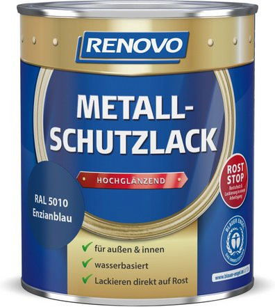 RENOVO Metallschutzlack blau wasserbasiert hochglänzend 0,75 l - Bild 1