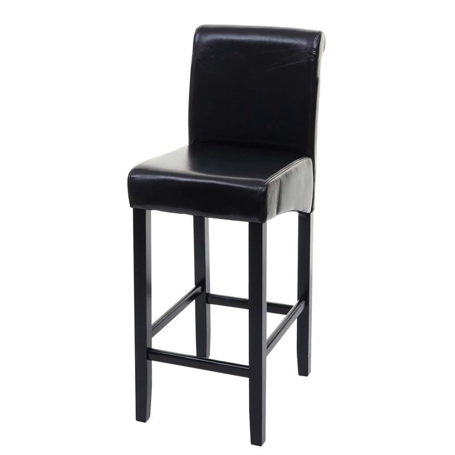 MCW Barhocker C33 in Schwarz mit Leder und Holzbeinen im Retro-Look - Bild 2