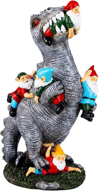 Relaxdays T-Rex Gartenfigur aus Polyresin in Bunt, wetterfest und frostbeständig, H x B x T: 28,5 x 15,5 x 9 cm - Bild 1