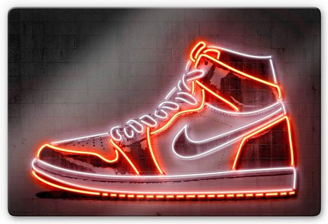 K&L Wall Art Glasbild Retro Mielu Vintage Neon Nike, Multicolor, B: 60 cm, H: 40 cm - Bild 1