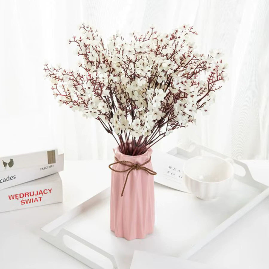 ZQCY Künstliche Gypsophila Blumen aus Seide in Rot und Weiß für Tischdekoration, Hochzeit und Garten-DIY - Bild 1