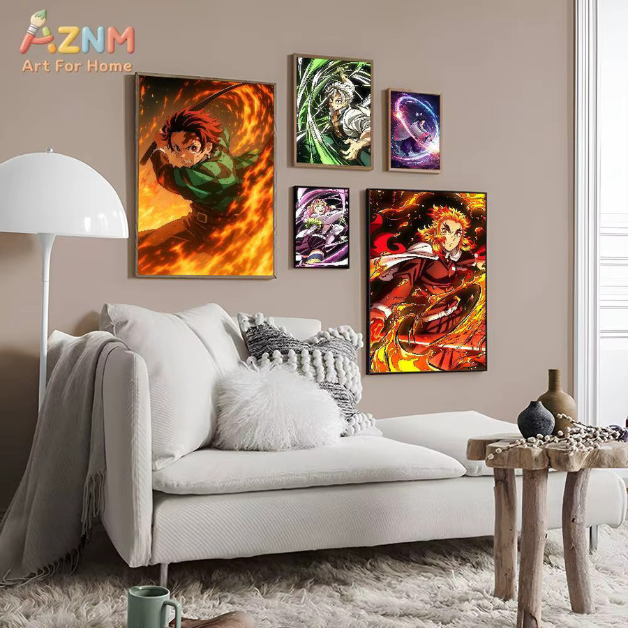 AZNM Demon Slayer Hashira & Tanjiro Anime-Leinwandgemälde, Wandkunst Poster in Mehrfarbig - Bild 2