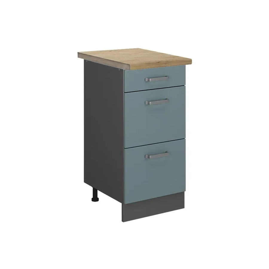Vicco Küchenunterschrank R-Line in Blau-Grau/Anthrazit mit Schubladen und Eiche-Optik, B/T/H: 40 x 60 x 81,6 cm - Bild 2