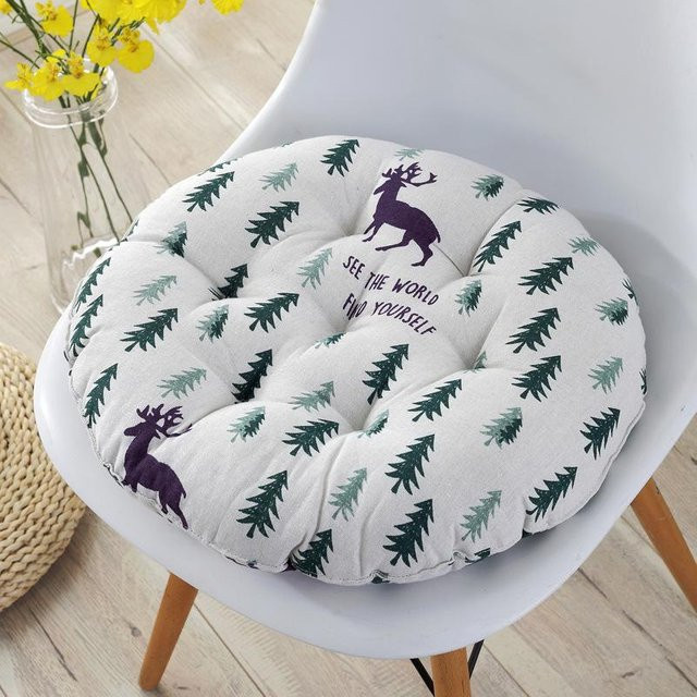 Rundes Futon Tatami Bodenkissen von the BAY in Weiß mit Rückenlehne aus Leinen, Durchmesser: 30 cm - Bild 1