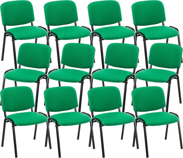 CLP 12er Set Besucherstuhl Ken aus Stoff mit robustem Metallgestell, stapelbare Polsterstühle mit Rückenlehne - Bild 1