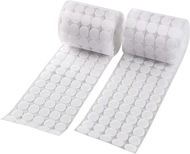 Selbstklebende Klettverschluss-Punkte in Weiß und Schwarz, kreisförmige Haken- und Schlaufen-Aufkleber in 10 mm, 15 mm und 20 mm - Bild 1