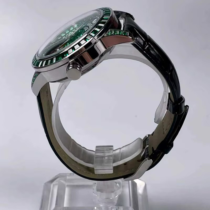 PINDU Design Armbanduhr Automatik, Edelstahl, Leder, Diamant, Herren - Bild 4