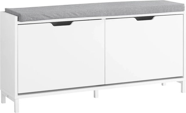 SoBuy Schuhbank mit Schuhregal in Weiß, nordisches Design, B/T/H: 105 x 52 x 24 cm - Bild 1