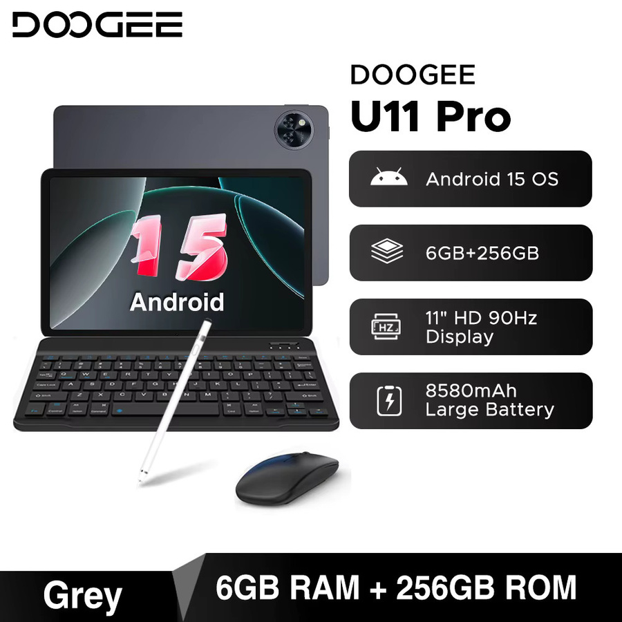 DOOGEE U11 Pro Tablet Grey mit 11 Zoll HD 90Hz Display, 256GB Speicher, 6GB RAM, Android 16, Unisoc T720, 8580mAh Akku, Widevine L1 - Bild 3
