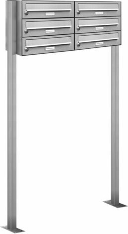 AL Briefkastensystem Freistehend für 6 Parteien in Silber, B/H/T: 153,8 x 150,0 x 27,5 cm - Bild 1