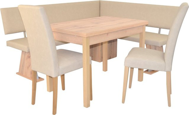 Möbel direkt online 4tlg. Eckbankgruppe mit Auszugsfunktion in Eiche-Nachbildung-Melamindekor, Schenkelmaß: 150 x 182 cm - Bild 1