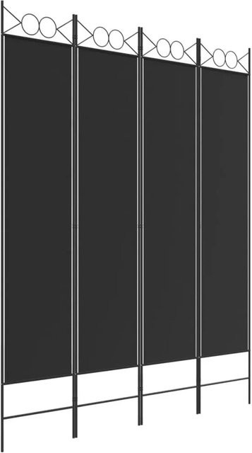 vidaXL 4-teiliger Paravent Schwarz aus Stoff und Eisen, B/H: 160 x 200 cm - Bild 1