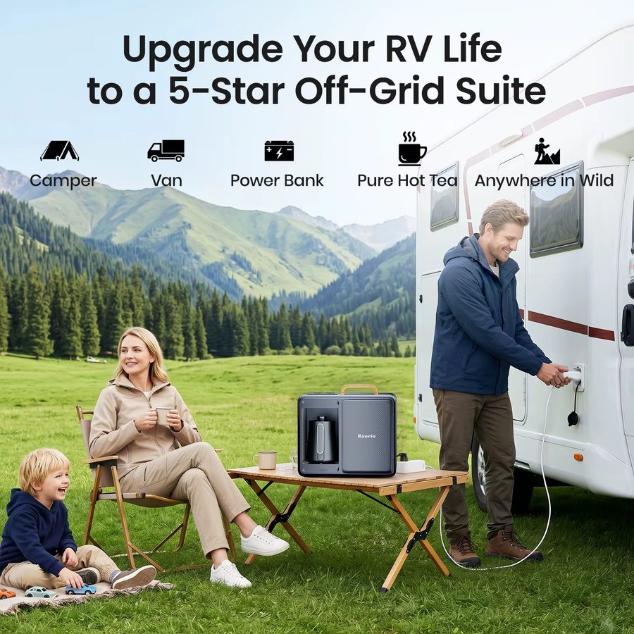 Raorio Tragbarer RO-Wasserreiniger in Rot mit 5-Stufen-Filtration und 9 Temperaturoptionen für Wohnmobile, Camping, Zuhause und Büro - Bild 5
