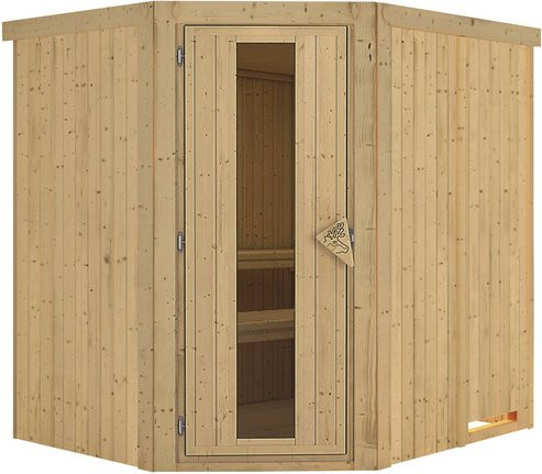 Karibu Sauna Talsen für 3 Personen aus Fichte in Beige, B/T/H: 198 x 170 x 196 cm - Bild 1