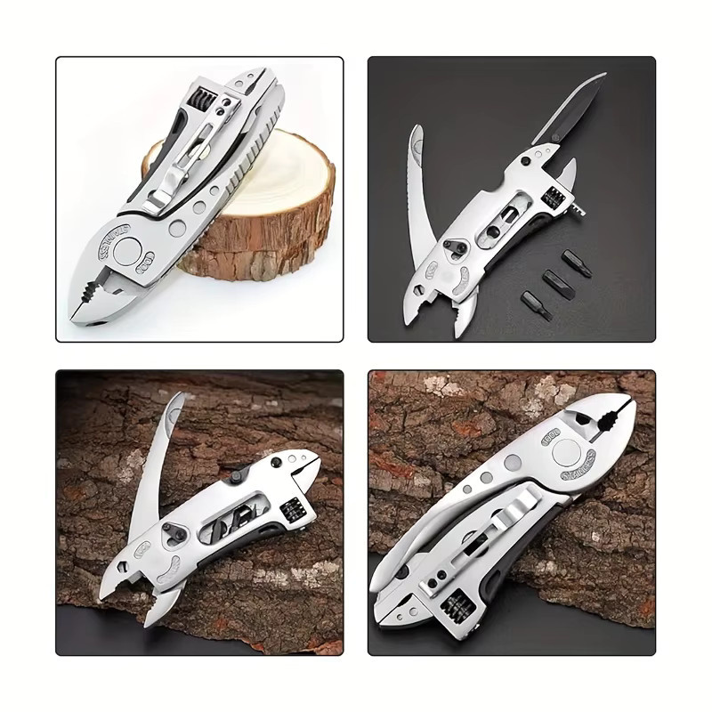 Multifunktionale Mini Klappzange aus Edelstahl mit S2-Stahl Kopf in Silber für Outdoor und Camping - Bild 5