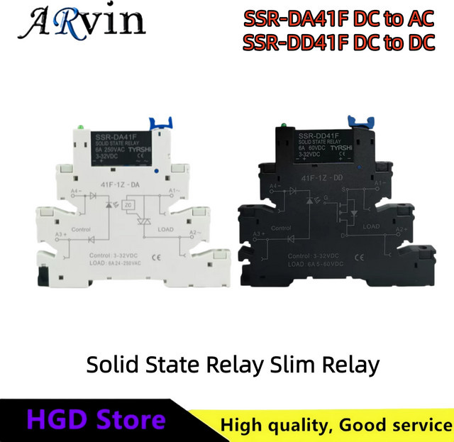Arvin Slim Halbleiterrelais SSR DIN-Schienenrelais berührungslos DC zu AC oder DC zu DC 6A multicolor - Bild 1