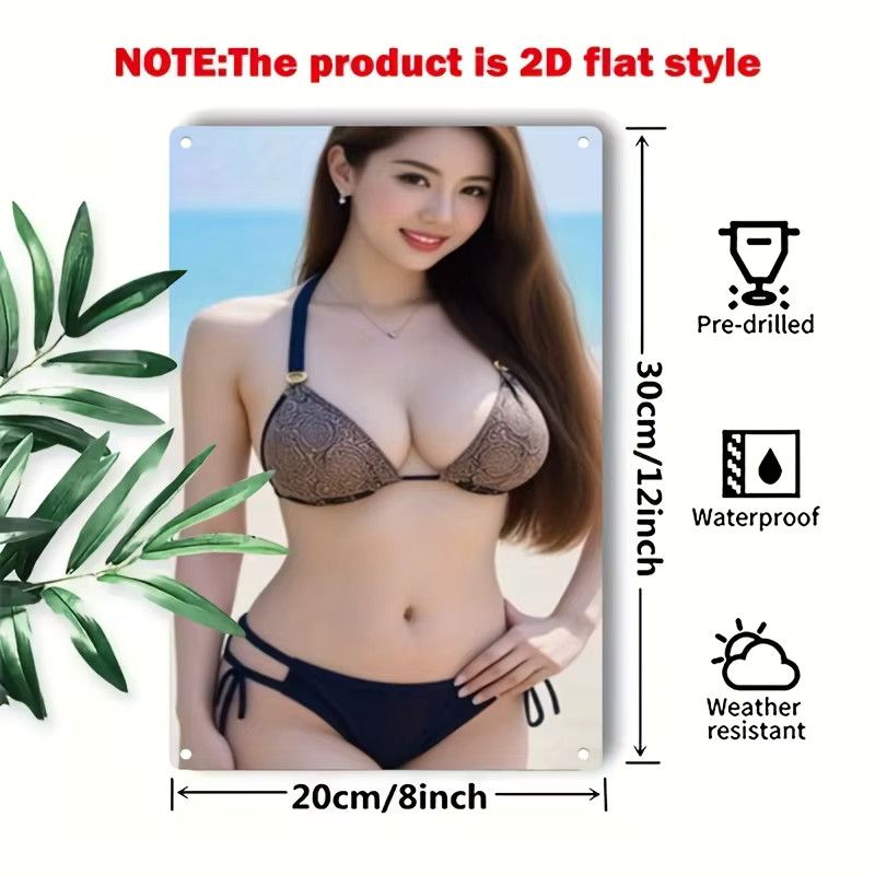 CIFBUY Wandkunst Bikini-Mädchen Metallschild aus Eisen für Zuhause, Bar und Café - Bild 2