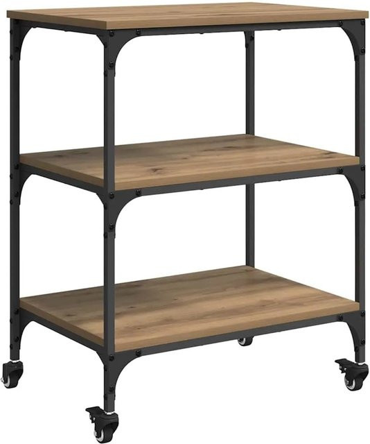 vidaXL Küchentrolley Artisan-Eiche in Braun aus Holzwerkstoff und Stahl, B/T/H: 60 x 41 x 76 cm - Bild 1
