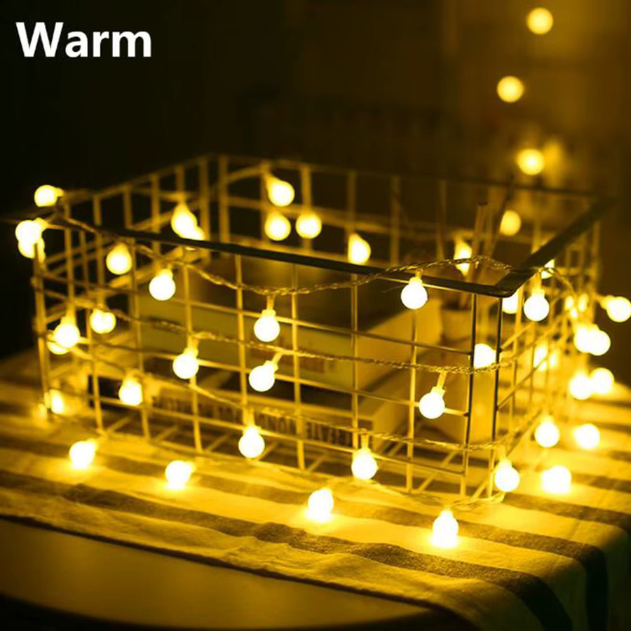 Topdii LED Ball Girlande Warmweiß mit USB und Batterie, Wasserdichte Round String Lights für Weihnachten, Hochzeit und Party - Bild 3