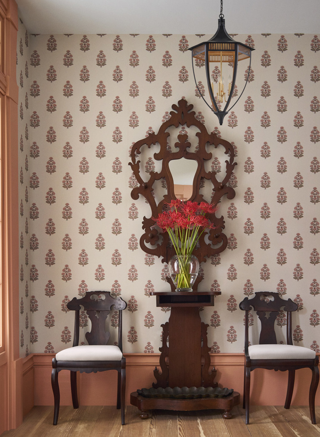 Thibaut Tapete Audrey Botanisch Floral in Pink und Beige als Vlies-Rolle - Bild 1