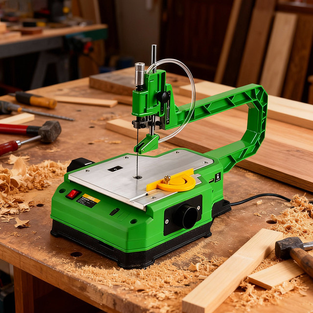 Elektrische Multifunktions-Desktop-Stichsäge in Grün für Holzplatten und Holzbearbeitung - Bild 1
