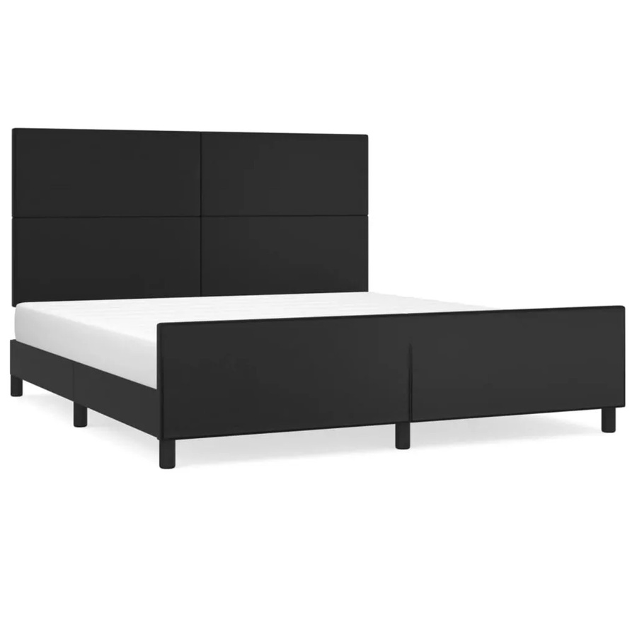 vidaXL Bettgestell mit Kopfteil in Schwarz aus Kunstleder, B/T/H: 180 x 203 x 128 cm - Bild 2