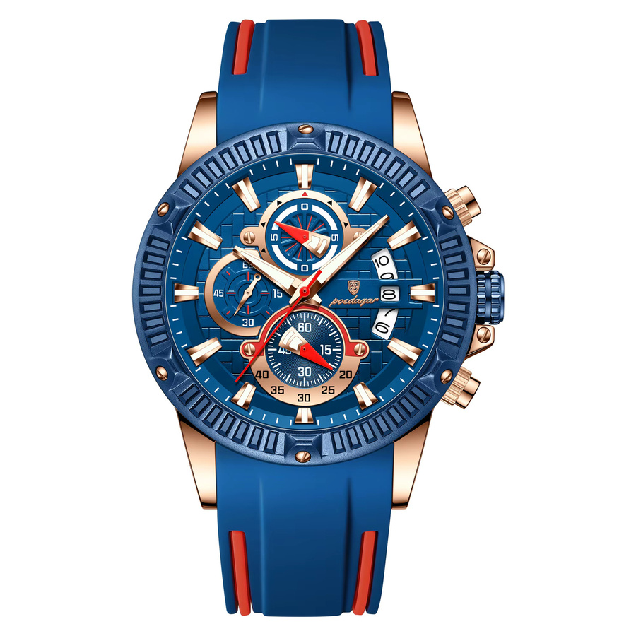 POEDAGAR Armbanduhr Chronograph, Quarz, Silikonarmband, Herren - Bild 7